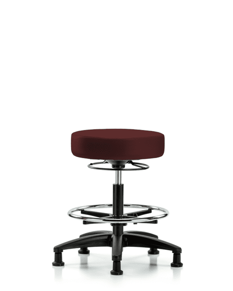 Vinyl Stool without Back - Medium Bench Height with Chrome Foot Ring & Stationary Glides in Burgundy Trailblazer Vinyl - VMBSO-RG-CF-RG-8569