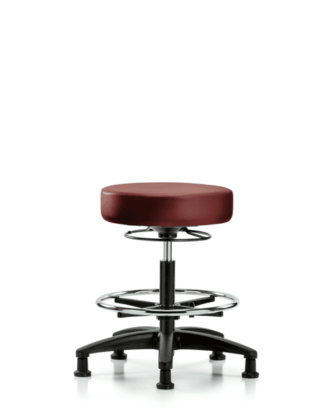 Vinyl Stool without Back - Medium Bench Height with Chrome Foot Ring & Stationary Glides in Taupe Supernova Vinyl - VMBSO-RG-CF-RG-8815