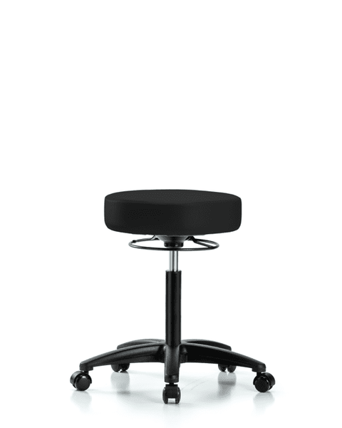 Vinyl Stool without Back - Medium Bench Height with Casters in Black Trailblazer Vinyl - VMBSO-RG-NF-RC-8540