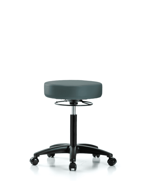 Vinyl Stool without Back - Medium Bench Height with Casters in Colonial Blue Trailblazer Vinyl - VMBSO-RG-NF-RC-8546