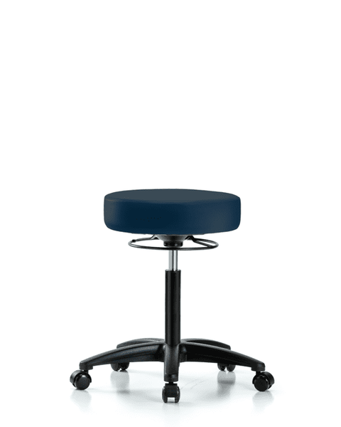 Vinyl Stool without Back - Medium Bench Height with Casters in Imperial Blue Trailblazer Vinyl - VMBSO-RG-NF-RC-8582