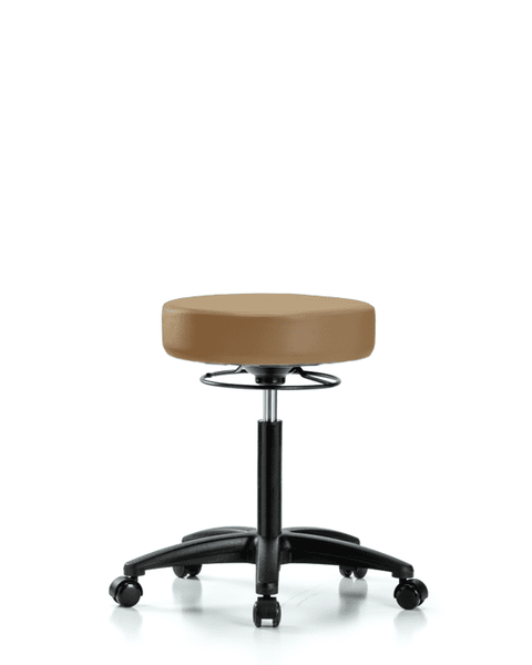Vinyl Stool without Back - Medium Bench Height with Casters in Taupe Trailblazer Vinyl - VMBSO-RG-NF-RC-8584