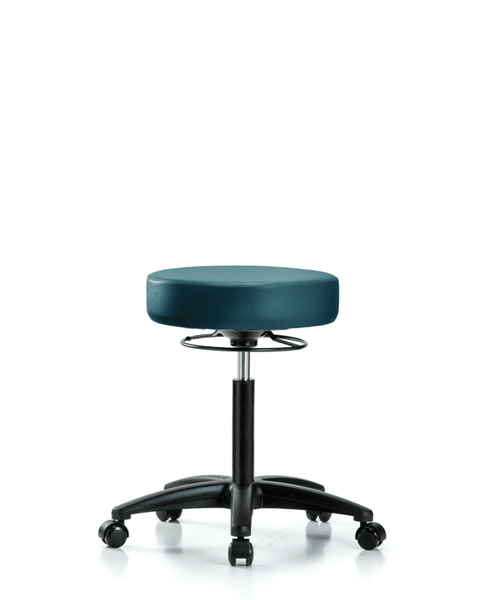 Vinyl Stool without Back - Medium Bench Height with Casters in Marine Blue Supernova Vinyl - VMBSO-RG-NF-RC-8801