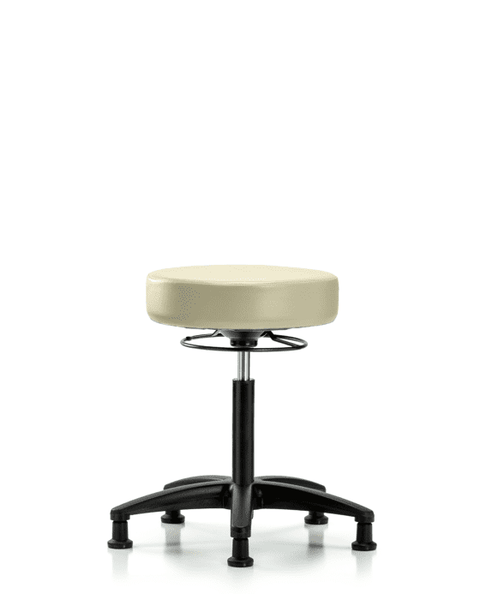 Vinyl Stool without Back - Medium Bench Height with Stationary Glides in Adobe White Trailblazer Vinyl - VMBSO-RG-NF-RG-8501