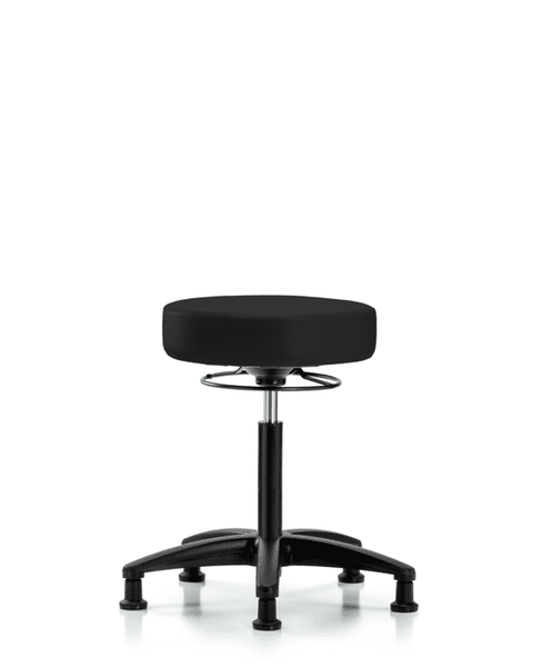 Vinyl Stool without Back - Medium Bench Height with Stationary Glides in Black Trailblazer Vinyl - VMBSO-RG-NF-RG-8540