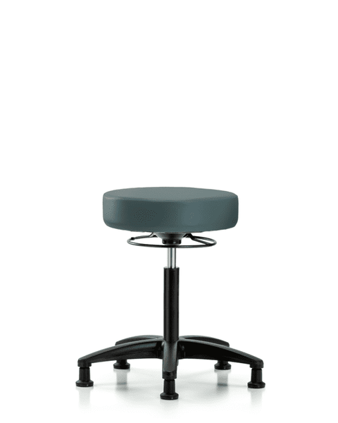 Vinyl Stool without Back - Medium Bench Height with Stationary Glides in Colonial Blue Trailblazer Vinyl - VMBSO-RG-NF-RG-8546