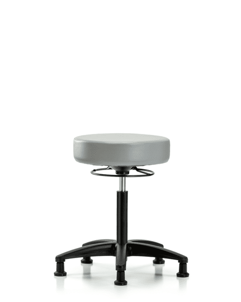 Vinyl Stool without Back - Medium Bench Height with Stationary Glides in Dove Trailblazer Vinyl - VMBSO-RG-NF-RG-8567