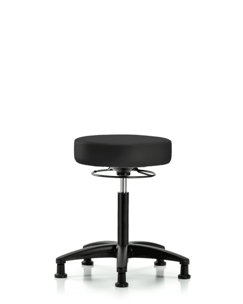 Vinyl Stool without Back - Medium Bench Height with Stationary Glides in Charcoal Trailblazer Vinyl - VMBSO-RG-NF-RG-8605