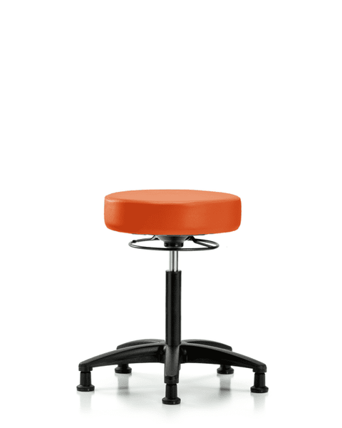 Vinyl Stool without Back - Medium Bench Height with Stationary Glides in Orange Kist Trailblazer Vinyl - VMBSO-RG-NF-RG-8613