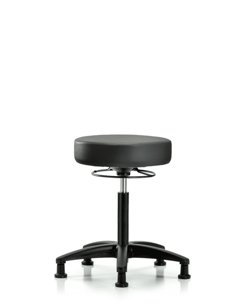 Vinyl Stool without Back - Medium Bench Height with Stationary Glides in Carbon Supernova Vinyl - VMBSO-RG-NF-RG-8823