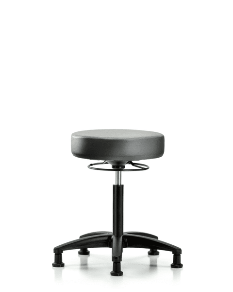 Vinyl Stool without Back - Medium Bench Height with Stationary Glides in Sterling Supernova Vinyl - VMBSO-RG-NF-RG-8840