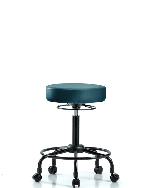 Vinyl Stool without Back - Medium Bench Height with Round Tube Base & Casters in Marine Blue Supernova Vinyl - VMBSO-RT-RC-8801
