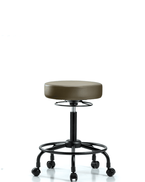 Vinyl Stool without Back - Medium Bench Height with Round Tube Base & Casters in Marine Blue Supernova Vinyl - VMBSO-RT-RC-8809