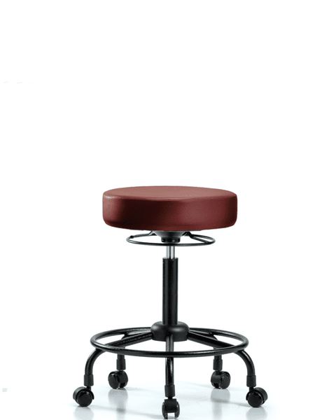 Vinyl Stool without Back - Medium Bench Height with Round Tube Base & Casters in Taupe Supernova Vinyl - VMBSO-RT-RC-8815