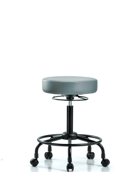 Vinyl Stool without Back - Medium Bench Height with Round Tube Base & Casters in Storm Supernova Vinyl - VMBSO-RT-RC-8822