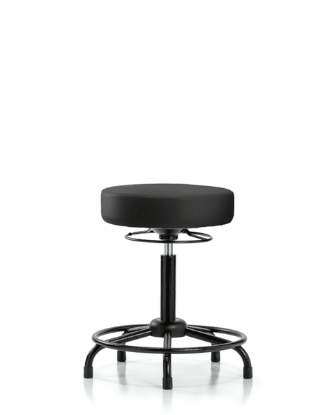 Vinyl Stool without Back - Medium Bench Height with Round Tube Base & Stationary Glides in Black Trailblazer Vinyl - VMBSO-RT-RG-8540