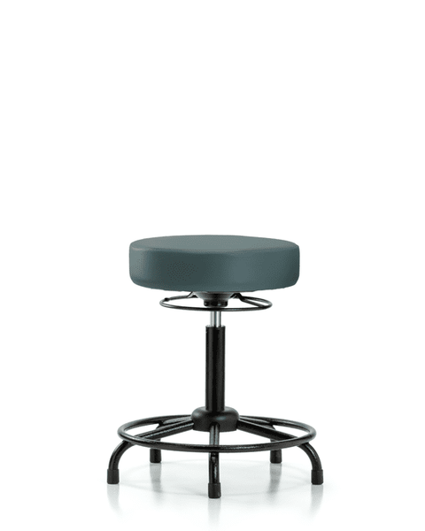 Vinyl Stool without Back - Medium Bench Height with Round Tube Base & Stationary Glides in Colonial Blue Trailblazer Vinyl - VMBSO-RT-RG-8546