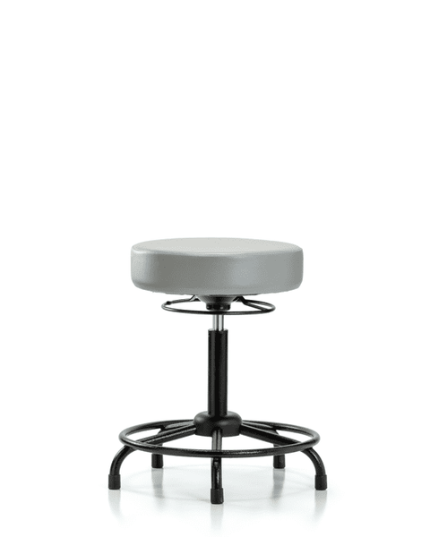 Vinyl Stool without Back - Medium Bench Height with Round Tube Base & Stationary Glides in Dove Trailblazer Vinyl - VMBSO-RT-RG-8567