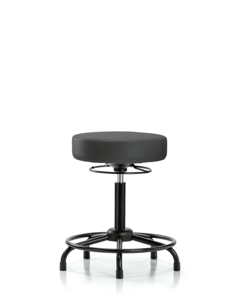 Vinyl Stool without Back - Medium Bench Height with Round Tube Base & Stationary Glides in Charcoal Trailblazer Vinyl - VMBSO-RT-RG-8605