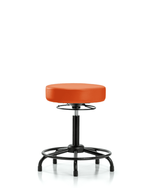 Vinyl Stool without Back - Medium Bench Height with Round Tube Base & Stationary Glides in Orange Kist Trailblazer Vinyl - VMBSO-RT-RG-8613