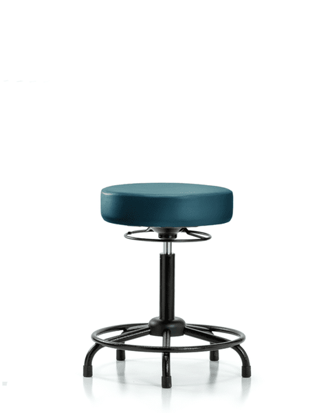 Vinyl Stool without Back - Medium Bench Height with Round Tube Base & Stationary Glides in Marine Blue Supernova Vinyl - VMBSO-RT-RG-8801