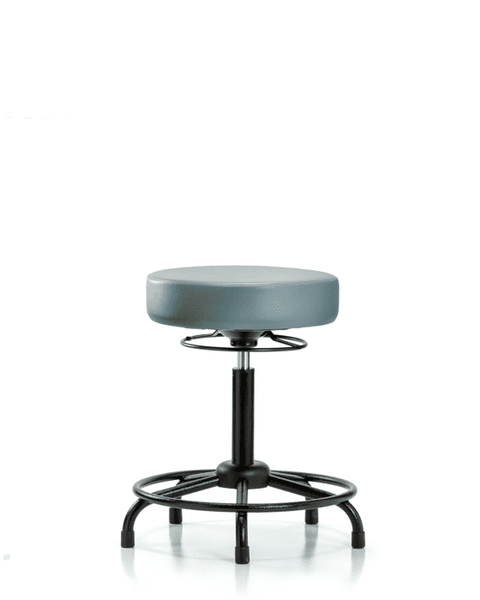 Vinyl Stool without Back - Medium Bench Height with Round Tube Base & Stationary Glides in Storm Supernova Vinyl - VMBSO-RT-RG-8822
