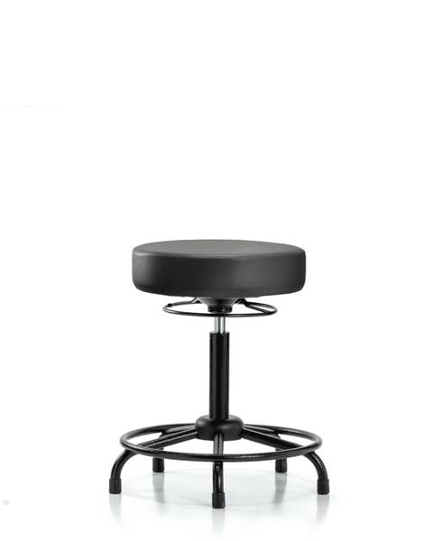 Vinyl Stool without Back - Medium Bench Height with Round Tube Base & Stationary Glides in Carbon Supernova Vinyl - VMBSO-RT-RG-8823