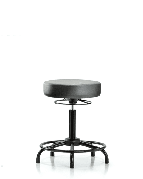 Vinyl Stool without Back - Medium Bench Height with Round Tube Base & Stationary Glides in Sterling Supernova Vinyl - VMBSO-RT-RG-8840