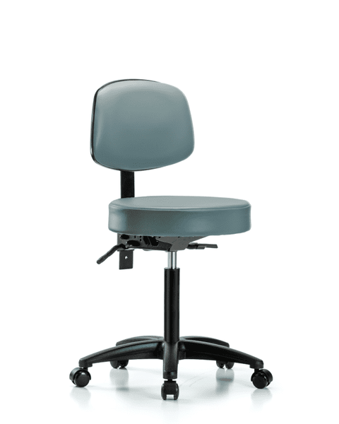 Vinyl Stool with Back - Medium Bench Height with Casters in Storm Supernova Vinyl - VMBST-RG-T0-NF-RC-8822