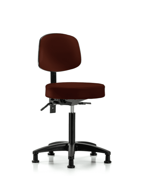 Vinyl Stool with Back - Medium Bench Height with Stationary Glides in Burgundy Trailblazer Vinyl - VMBST-RG-T0-NF-RG-8569
