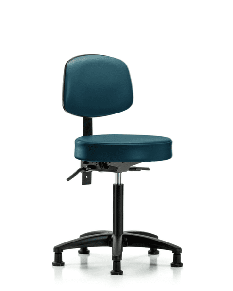 Vinyl Stool with Back - Medium Bench Height with Stationary Glides in Marine Blue Supernova Vinyl - VMBST-RG-T0-NF-RG-8801