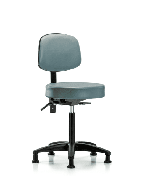 Vinyl Stool with Back - Medium Bench Height with Stationary Glides in Storm Supernova Vinyl - VMBST-RG-T0-NF-RG-8822