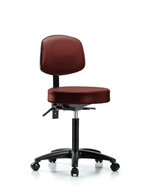 Vinyl Stool with Back - Medium Bench Height with Seat Tilt & Casters in Taupe Supernova Vinyl - VMBST-RG-T1-NF-RC-8815