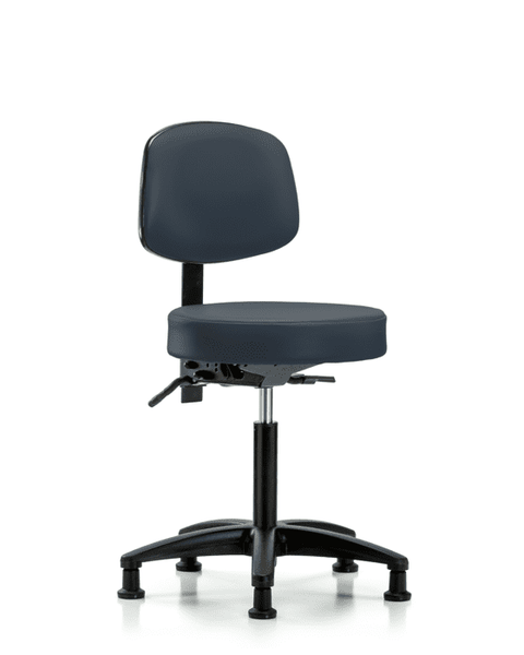 Vinyl Stool with Back - Medium Bench Height with Seat Tilt & Stationary Glides in Imperial Blue Trailblazer Vinyl - VMBST-RG-T1-NF-RG-8582