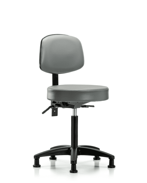 Vinyl Stool with Back - Medium Bench Height with Seat Tilt & Stationary Glides in Sterling Supernova Vinyl - VMBST-RG-T1-NF-RG-8840