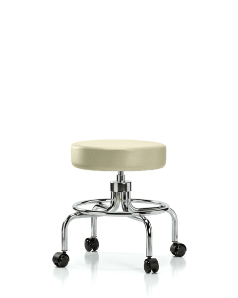 Vinyl Screw-Lift Stool - Medium Bench Height with Casters in Adobe White Trailblazer Vinyl - VSLMD-CR-RC-8501