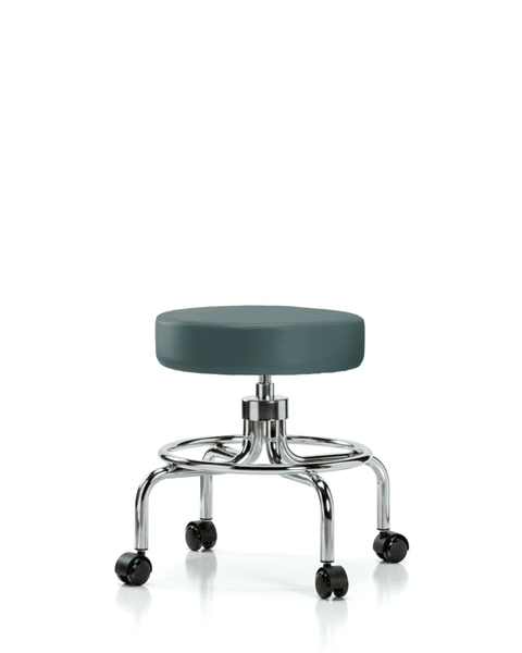 Vinyl Screw-Lift Stool - Medium Bench Height with Casters in Colonial Blue Trailblazer Vinyl - VSLMD-CR-RC-8546