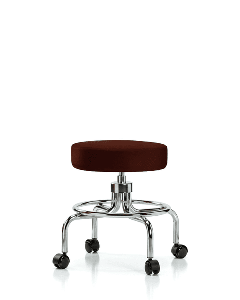 Vinyl Screw-Lift Stool - Medium Bench Height with Casters in Burgundy Trailblazer Vinyl - VSLMD-CR-RC-8569