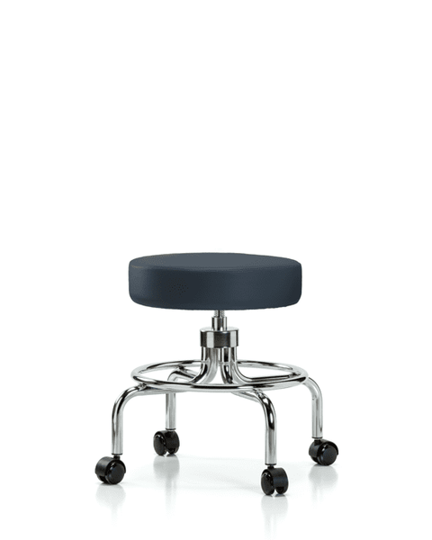 Vinyl Screw-Lift Stool - Medium Bench Height with Casters in Imperial Blue Trailblazer Vinyl - VSLMD-CR-RC-8582