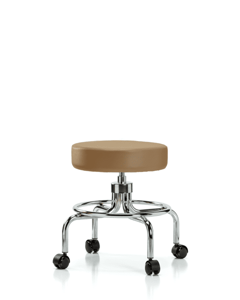 Vinyl Screw-Lift Stool - Medium Bench Height with Casters in Taupe Trailblazer Vinyl - VSLMD-CR-RC-8584