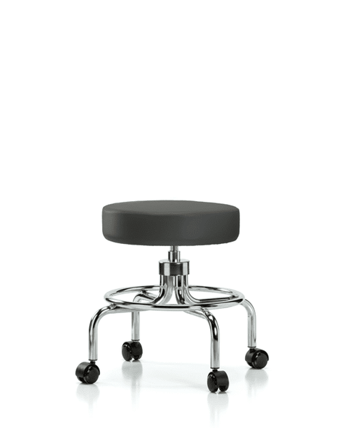 Vinyl Screw-Lift Stool - Medium Bench Height with Casters in Charcoal Trailblazer Vinyl - VSLMD-CR-RC-8605