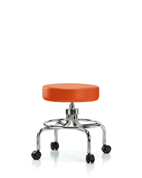 Vinyl Screw-Lift Stool - Medium Bench Height with Casters in Orange Kist Trailblazer Vinyl - VSLMD-CR-RC-8613