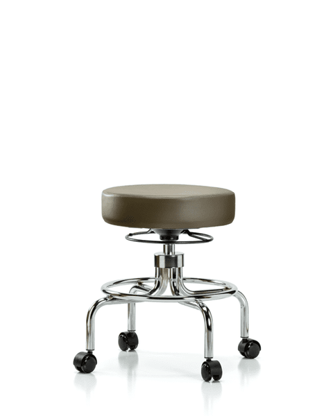 Vinyl Screw-Lift Stool - Medium Bench Height with Casters in Taupe Supernova Vinyl - VSLMD-CR-RC-8809