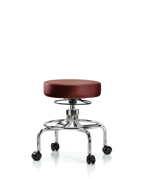 Vinyl Screw-Lift Stool - Medium Bench Height with Casters in Borscht Supernova Vinyl - VSLMD-CR-RC-8815