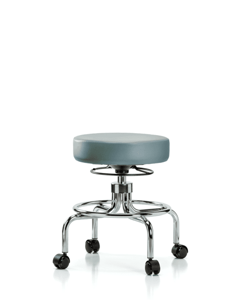 Vinyl Screw-Lift Stool - Medium Bench Height with Casters in Storm Supernova Vinyl - VSLMD-CR-RC-8822
