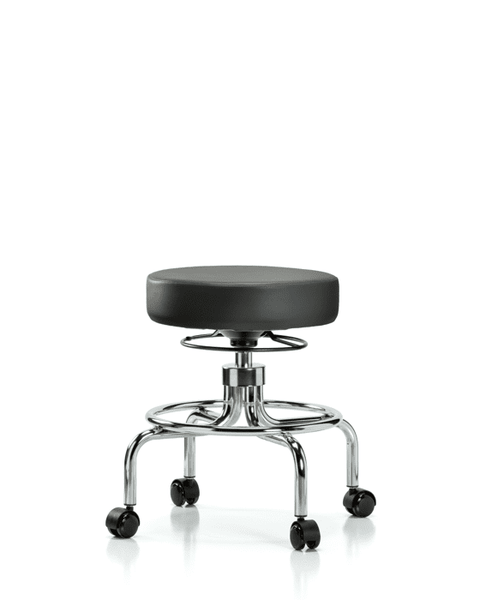 Vinyl Screw-Lift Stool - Medium Bench Height with Casters in Carbon Supernova Vinyl - VSLMD-CR-RC-8823