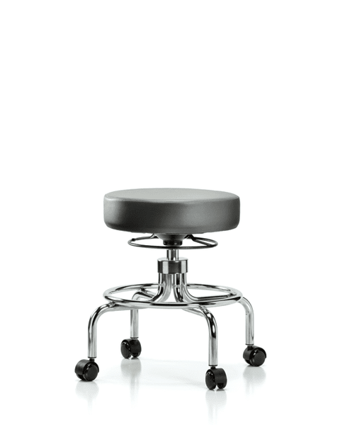 Vinyl Screw-Lift Stool - Medium Bench Height with Casters in Sterling Supernova Vinyl - VSLMD-CR-RC-8840