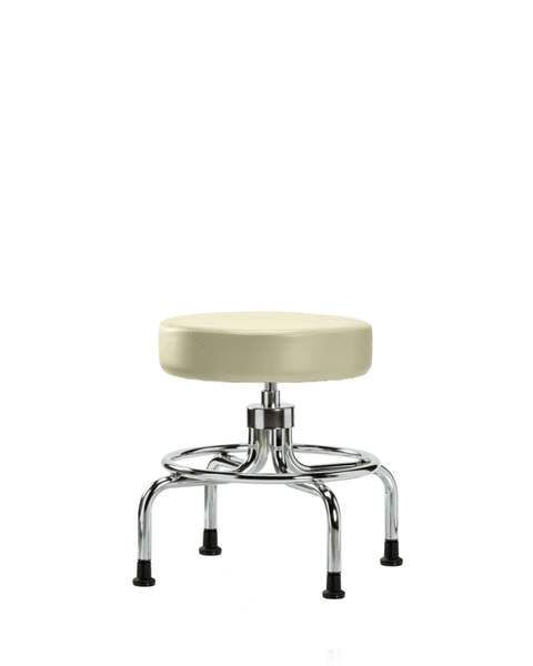 Vinyl Screw-Lift Stool - Medium Bench Height with Stationary Glides in Adobe White Trailblazer Vinyl - VSLMD-CR-RG-8501