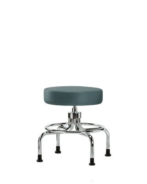 Vinyl Screw-Lift Stool - Medium Bench Height with Stationary Glides in Colonial Blue Trailblazer Vinyl - VSLMD-CR-RG-8546