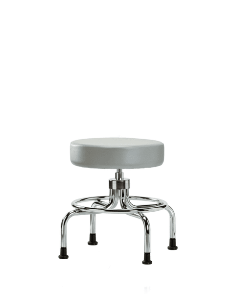 Vinyl Screw-Lift Stool - Medium Bench Height with Stationary Glides in Dove Trailblazer Vinyl - VSLMD-CR-RG-8567